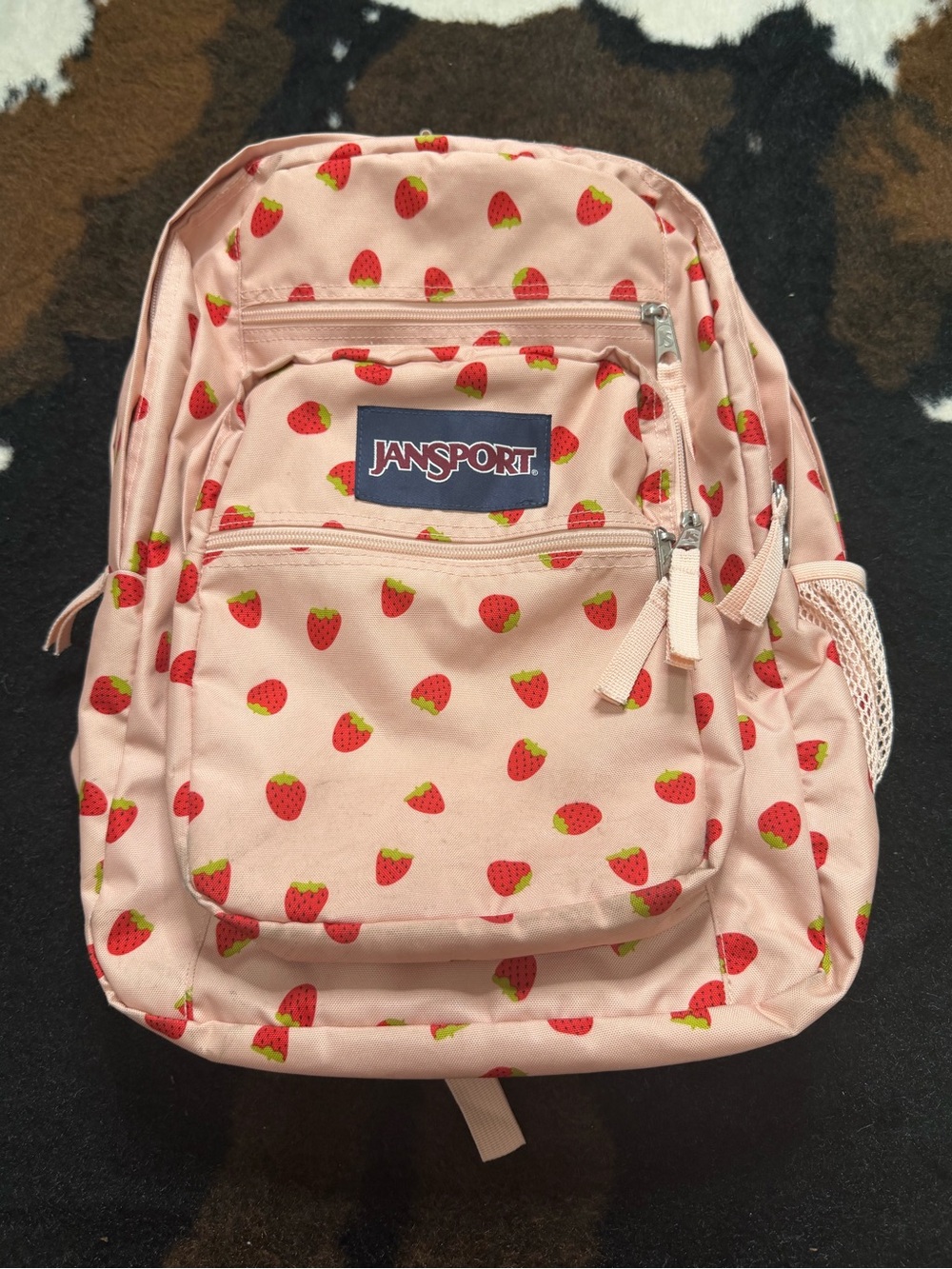 JanSport Pink Strawberry Print Backpack School Bag Cute - Picture 14 of 14